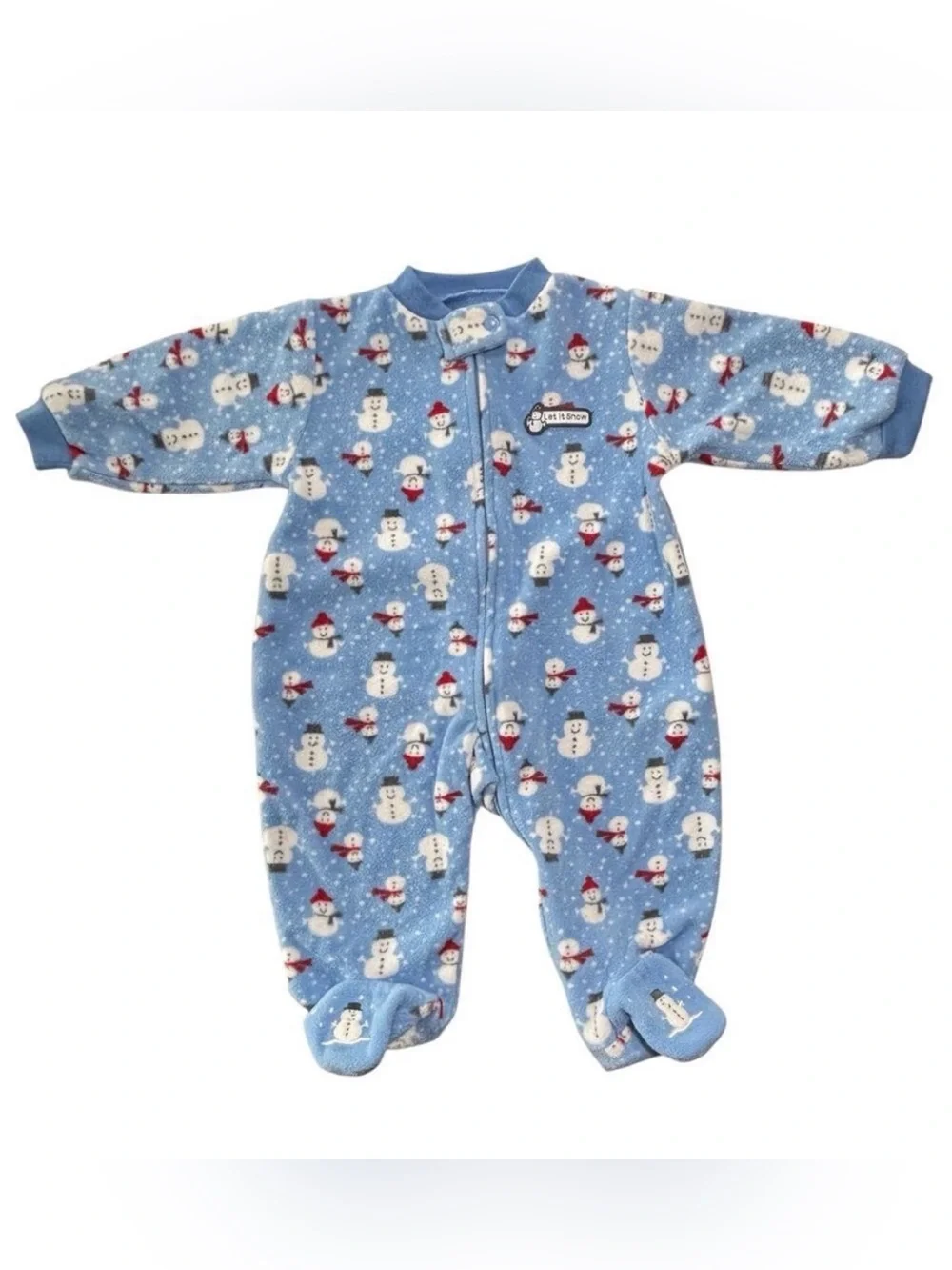 Carter’s Baby Boys Blue Fleece Snowman Christmas Footed Pajamas Sleeper 6 Months